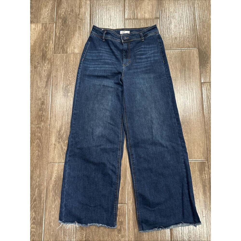 Women’s Denim Size 8 Dark Wash Wide Leg Oat New York Jeans‎ EUC Raw Hem